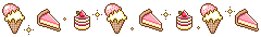 Decorative banner with dancing ice cream cones and cakes