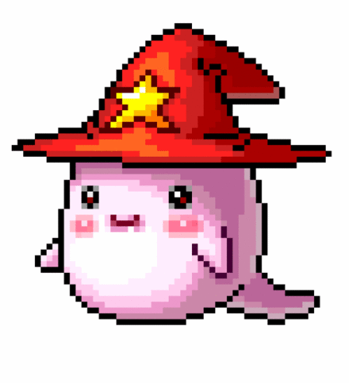 Cute pixie monster wearing a red hat embellished with a gold sta